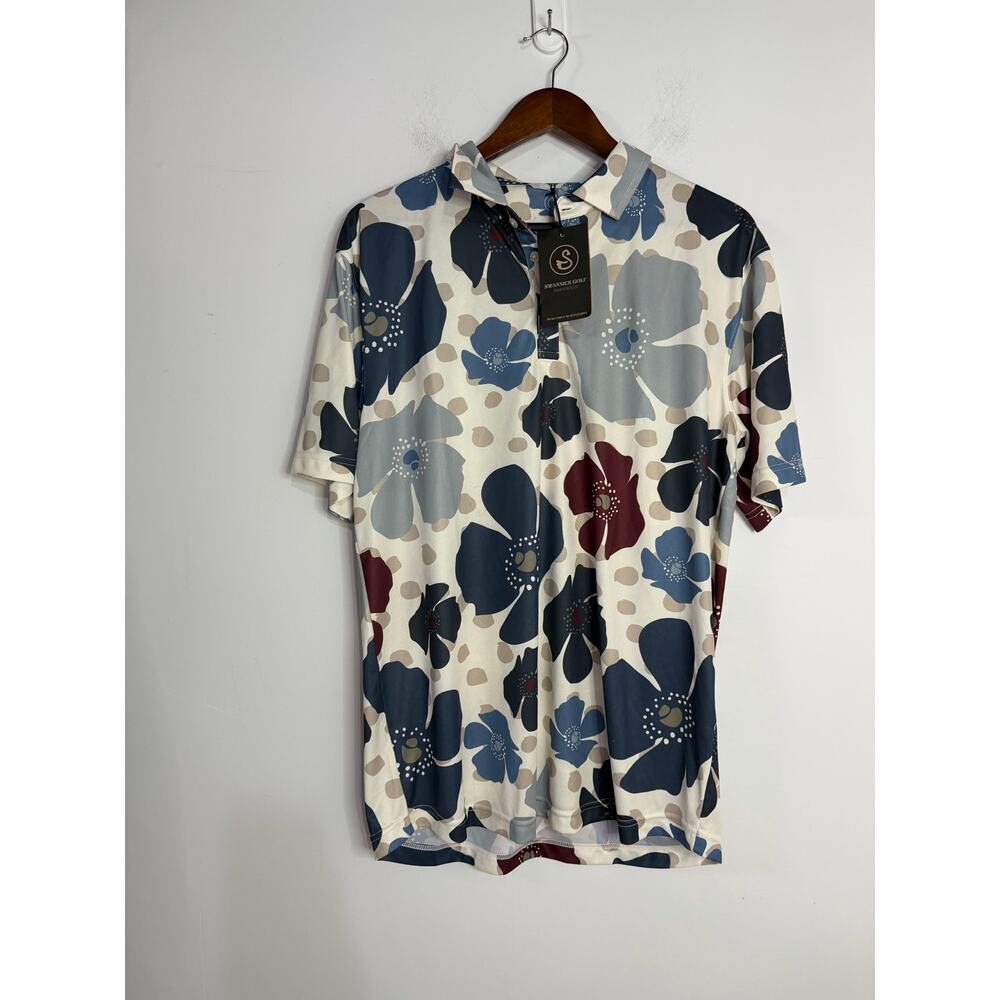 Swannies Mellblom Floral Golf Polo NWT Sz Large